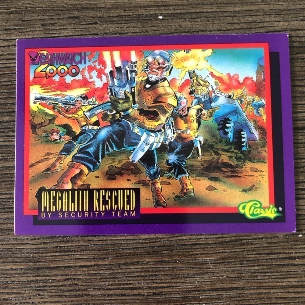 ’93 Deathwatch 2000 trading card: Megalith Rescued by Security Team #13